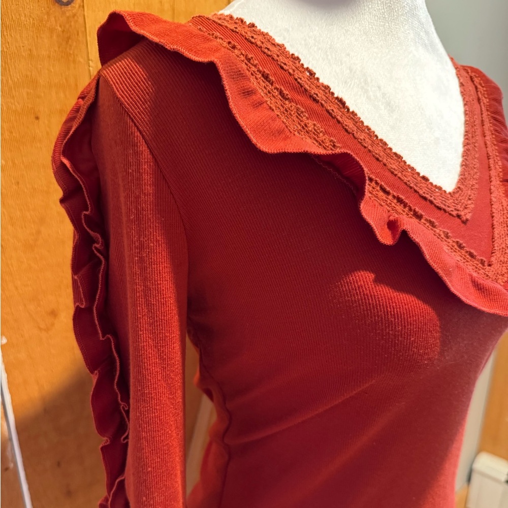 Long Sleeve Parisian Ruffled V-Neck Top
